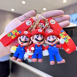 2024 New Creative Cartoon Drop Glue Super Mario Key Chain Cute Action Figure Mario Backpack Car Chain