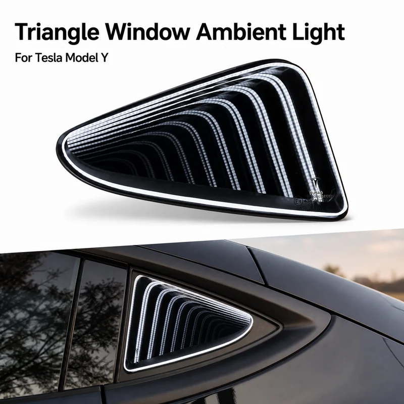 For Tesla Model Y Triangle Window Ambient Light Decor Lamp Non Destructive Installation Mod Parts view 2