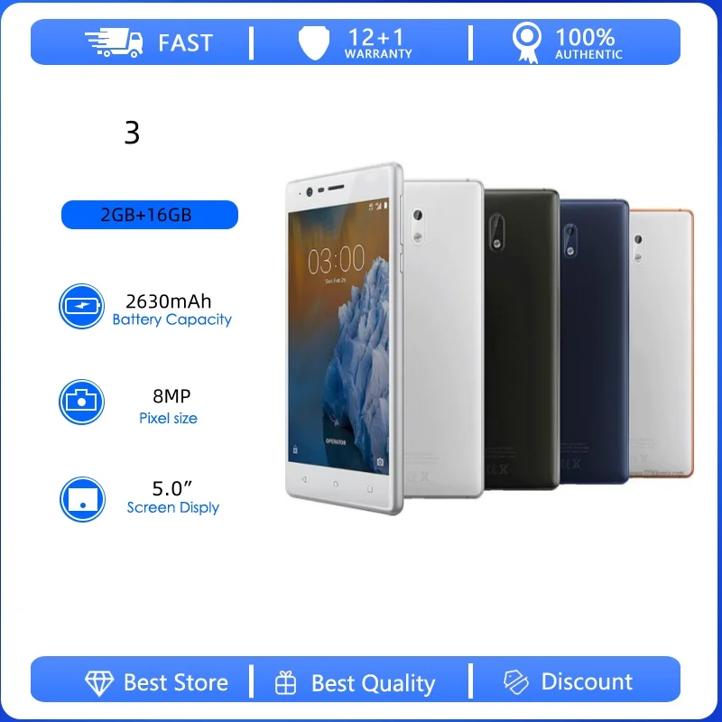 Unlocked Unlocked Refurbished Original 3 （2017） 4G 2630mAh 8MP 5.0 inches Mobile Phone Russian Arabic Hebrew language - Aliexpress Deal