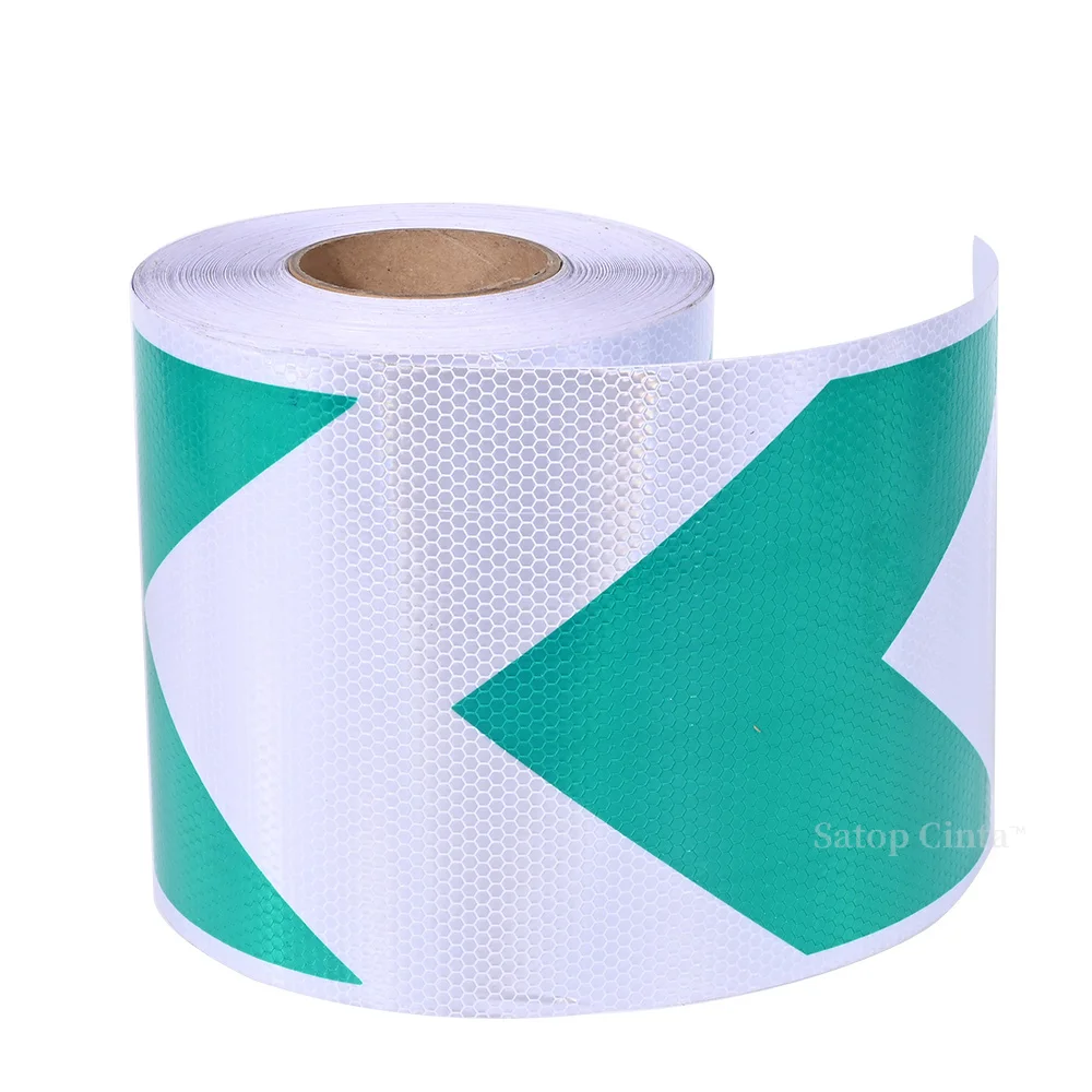 Arrow Reflective Tape White Green 8inch 10M truck reflectors tape Waterproof Conspicuity Safety Stickers for Trailer Trucks Cars