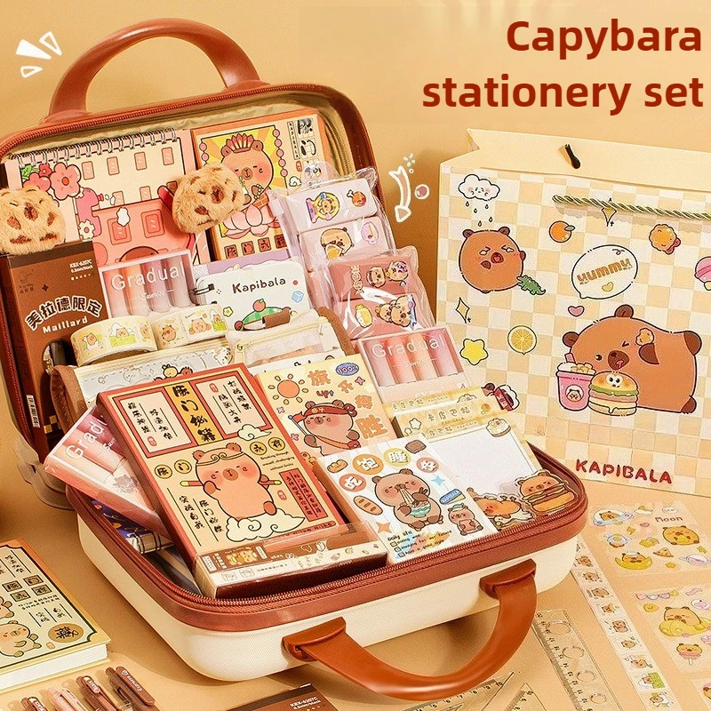 Capybara Large Capacity Gift Pen Bag Stationery Set Rich Cute Back to School Gift Set Pencil Student Case Study Stationery