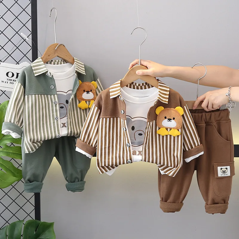 

Новый осенний комплект детской одежды, детская куртка для мальчиков, футболка, брюки, 3 шт./компл., детская одежда, повседневный костюм для младенцев, спортивные костюмы для малышей