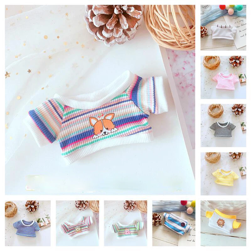 

20CM Doll Clothes Cute Dolls Clothes Lovely T-shirt Dress Up Dolls Accessories For Korea Kpop EXO idol Dolls Gift Toys