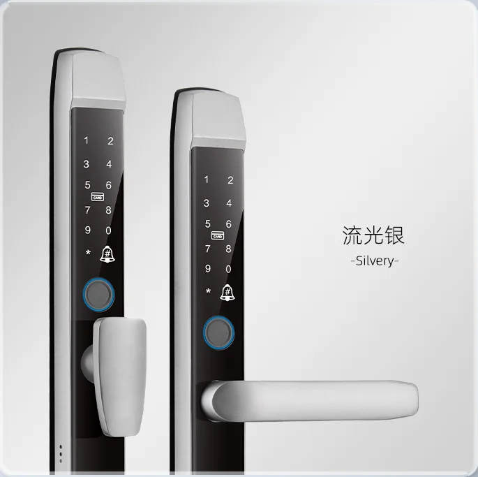 Waterproof IP66 short handle Euro 92/85mm Ttlock Tuya wifi Fingerprint  Digital Smart door lock for UPVC Aluminium door