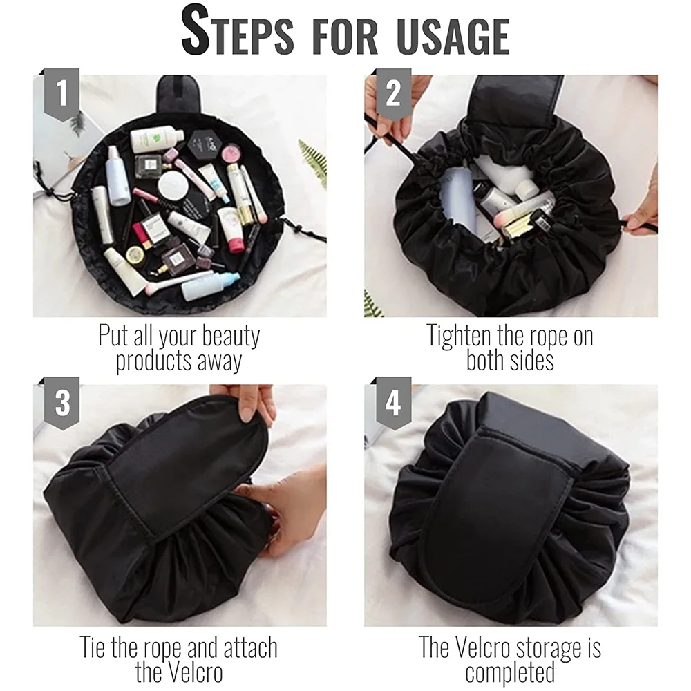 Portable Drawstring Cosmetic Bag Leopard Print Travel Storage Makeup Bag Organizer New Female Make Up Pouch Toiletry Beauty Case