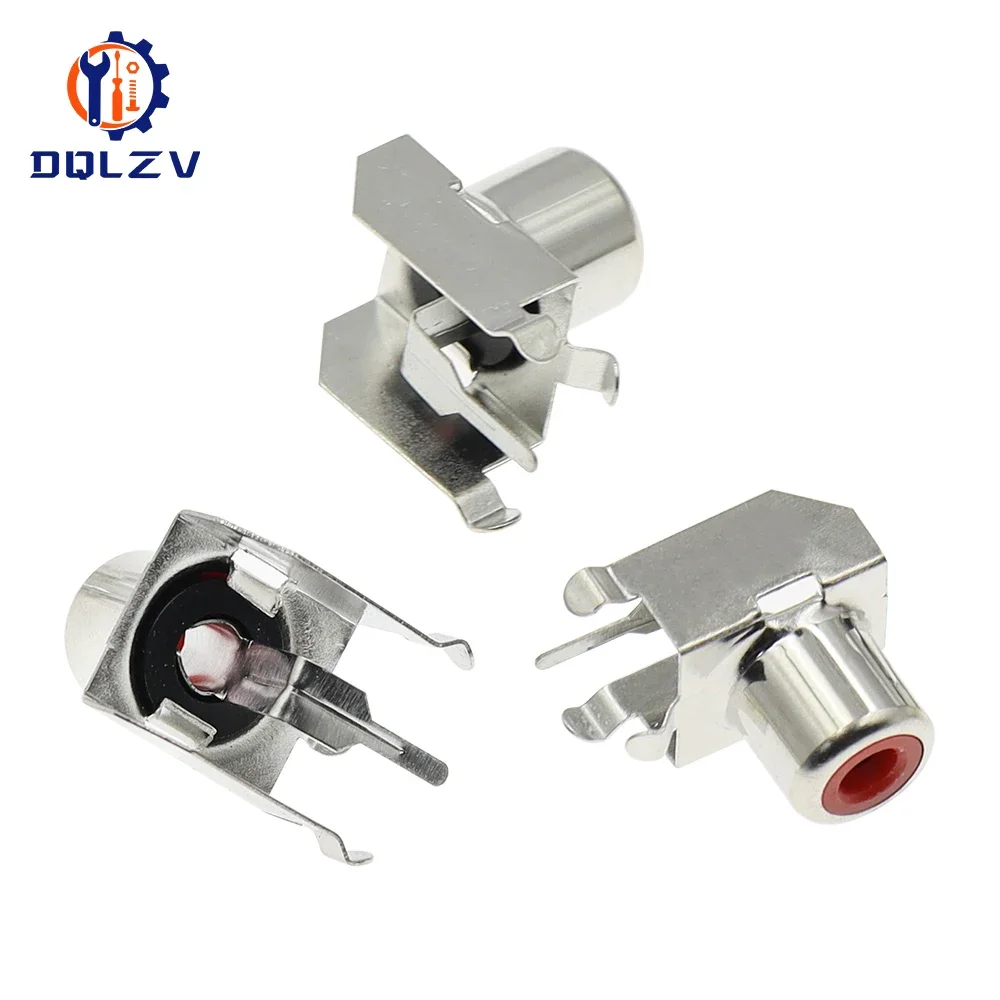 Lotus Seat AV Socket 4Pin RCA Single-hole PCB Soldering Audio Video Female Connector Nickel-plated