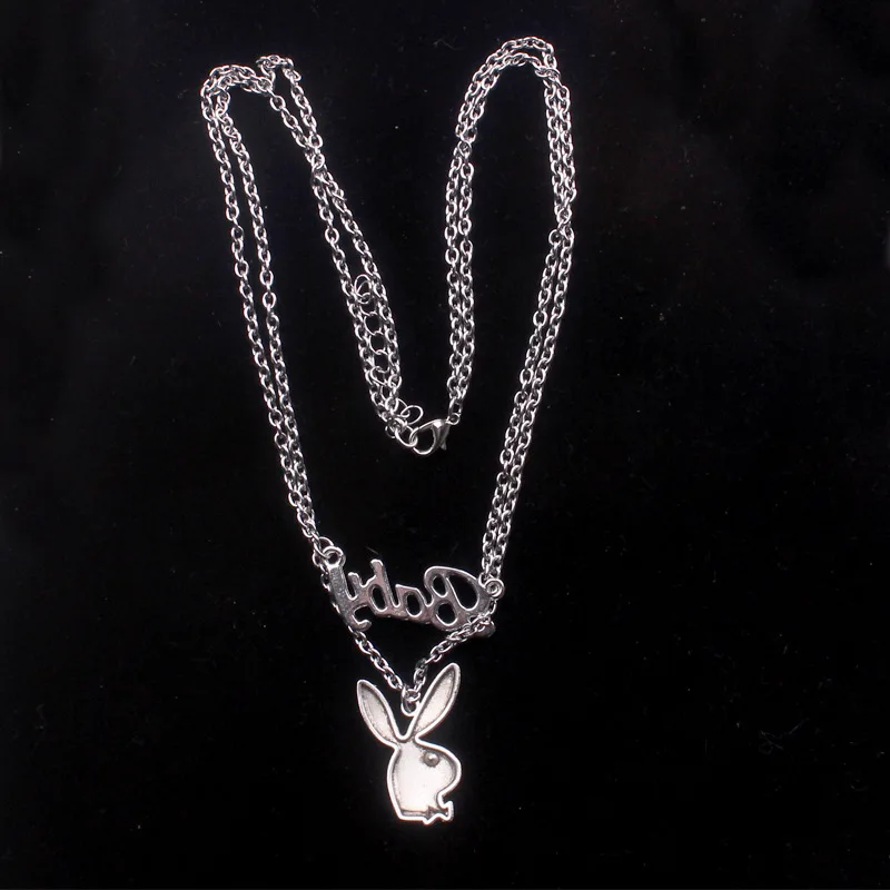 Gothic Punk Letter Baby Chokers Necklace Dark Art Goth Chain Layered Rabbit Necklaces For Women y2k stainless steel jewelry
