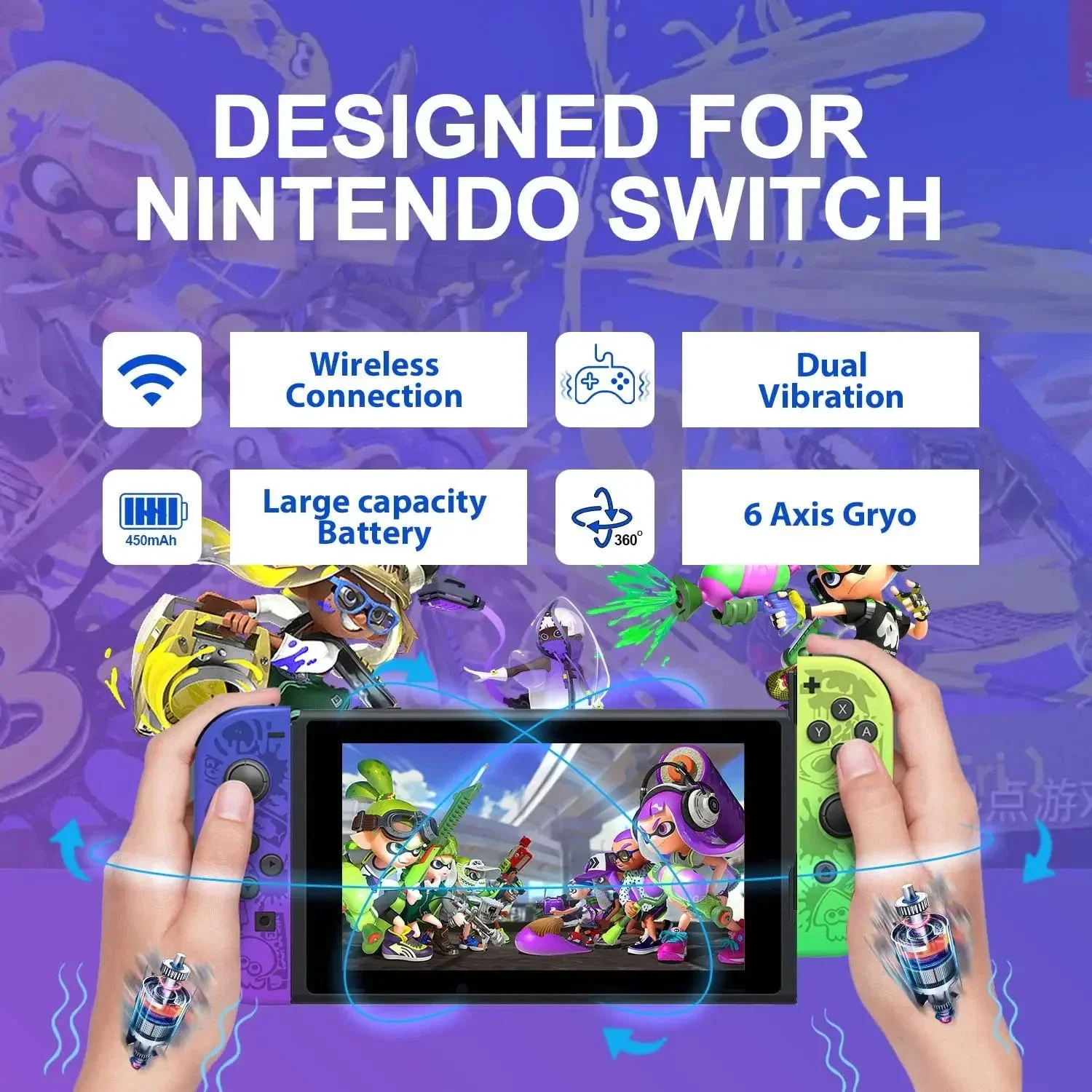 Compatible with Nintendo Switch Controller, Upgraded Switch Controllers for Switch/Lite/OLED, with/Dual Vibration/Motion