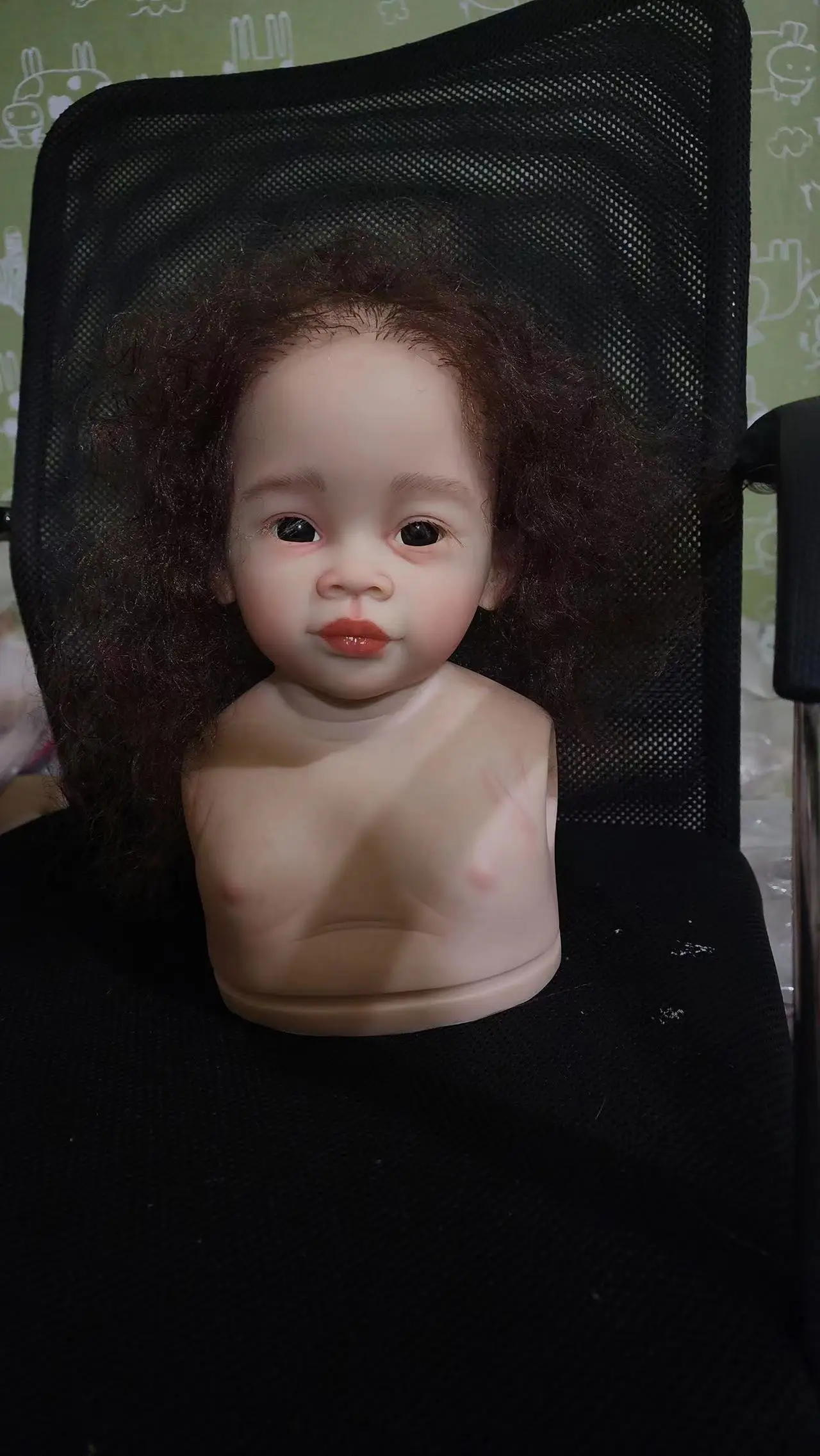 FBBD Customized Limited Supply 32 inch Reborn Baby Doll Meili With Hand-Rooted Curly Shotr Hair Girl Version DIY Part