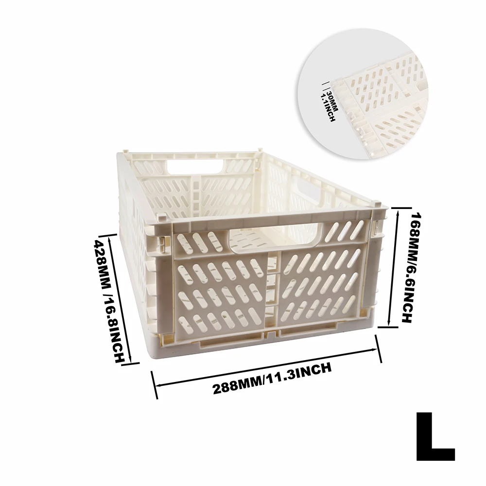 صندوق تخزين بلاستيكي قابل للطي متعدد الأغراض قابل للطي، سلة قابلة للتكديس للتنظيم S/M/L