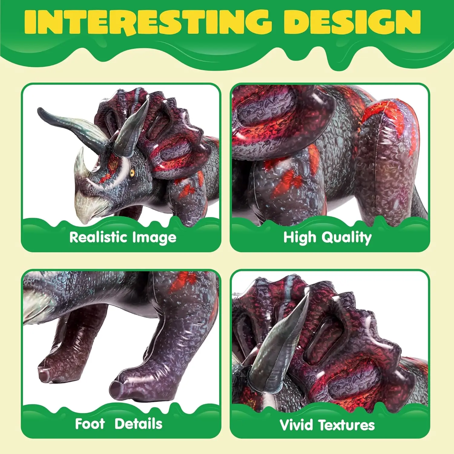 JOYFY 43 "Triceratops Opblaasbare Dinosaurus Speelgoed Feestdecoraties voor Kinderen en Volwassenen Verjaardagsfeestje Verjaardag Chirstmas Gift