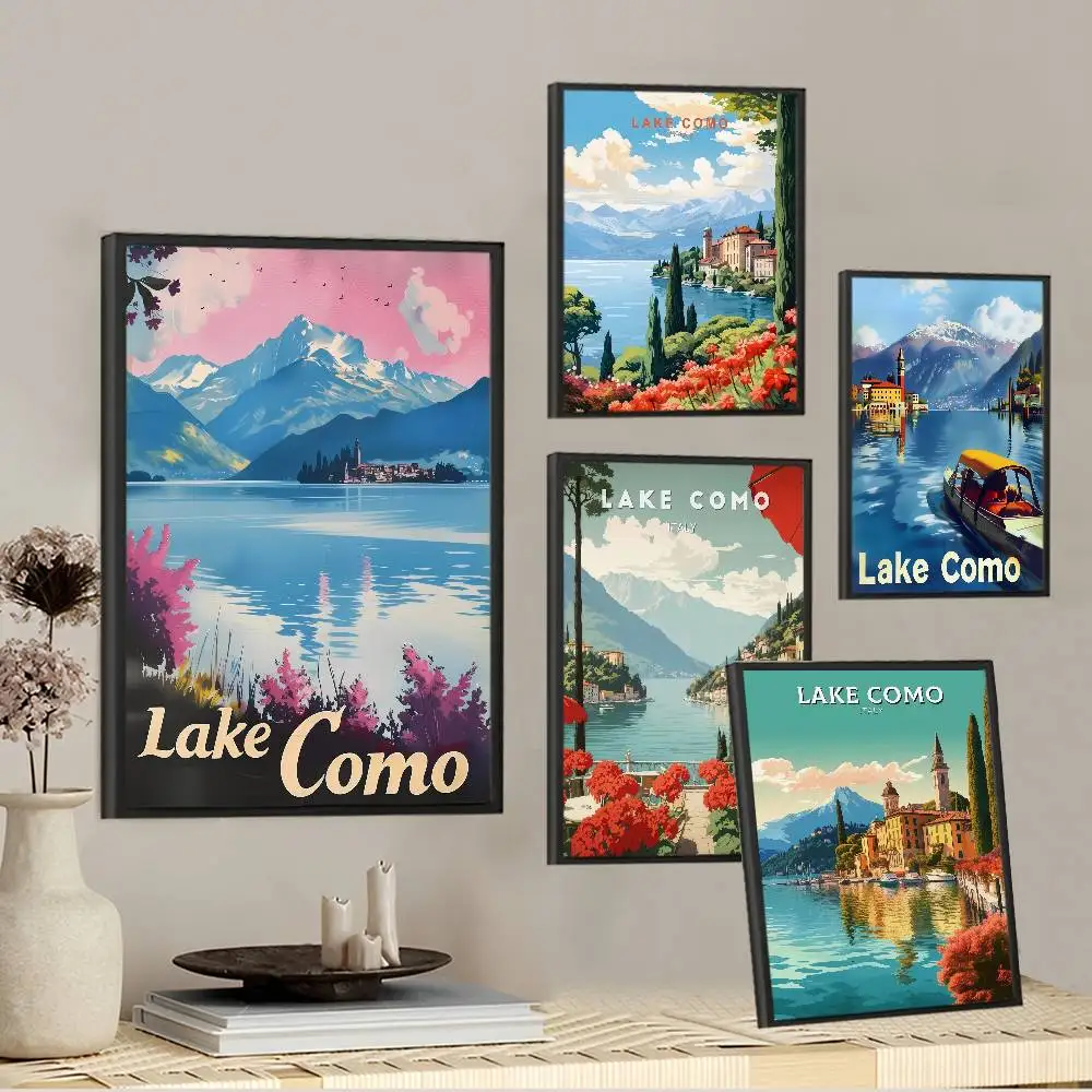 بحيرة كومو برشلونة ريترو DIY لزجة ملصق خمر غرفة بار مقهى ديكور ديكور المنزل