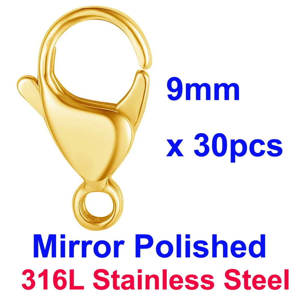 20/30/40 Spiegelpolierte 316L Edelstahl-Karabinerverschlüsse 9-19mm, Nie Verblassend, DIY Schmuckverschlüsse für Halsketten- und Armbandherstellung