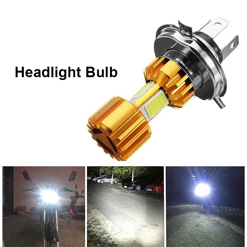 1 قطعة H4 18 واط LED دراجة نارية المصباح لمبة 3 COB 2000LM 6000 كيلو جودة عالية الأبيض شعاع ضوء للدراجات النارية