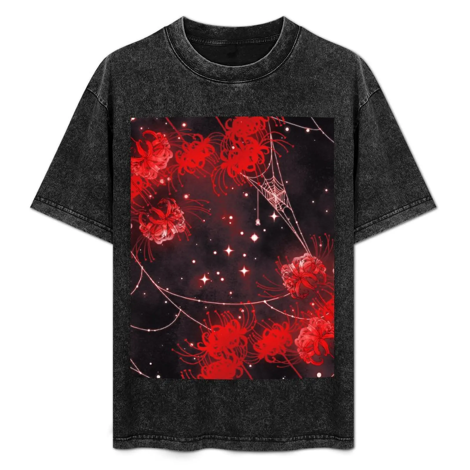 

Galaxy Red Spider Lilies and Webs T-Shirt tshirts personalised summer clothes luxury clothing labubu Men's clothing