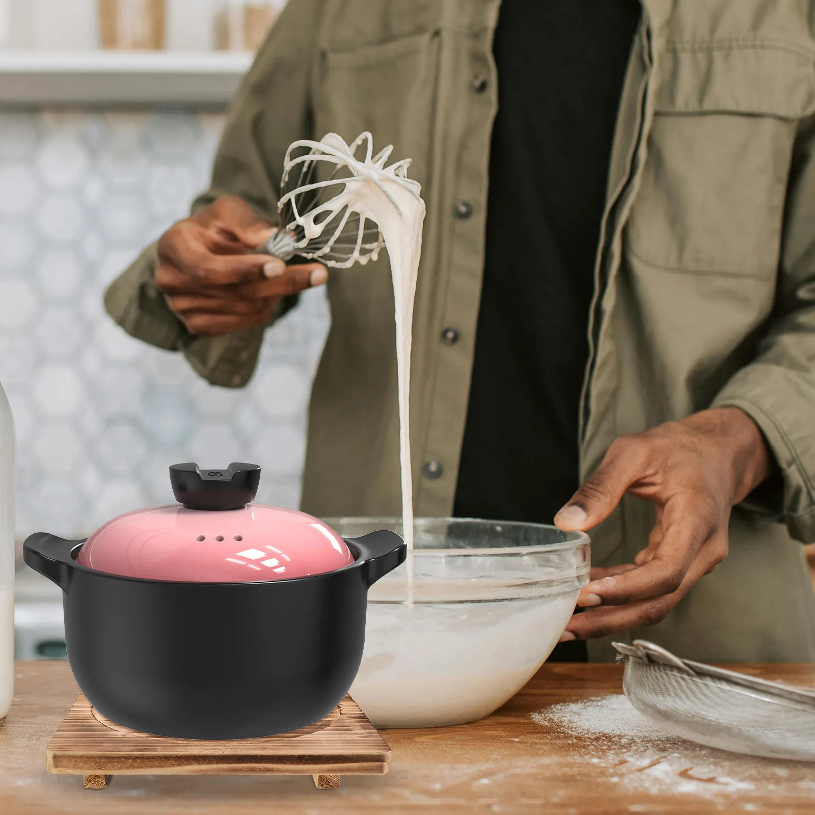 

Термоизоляционная подставка из железной пластины в корейском стиле для горячих блюд, деревянная основа, нескользящая, с рифленой поверхностью, термостойкий коврик для стола