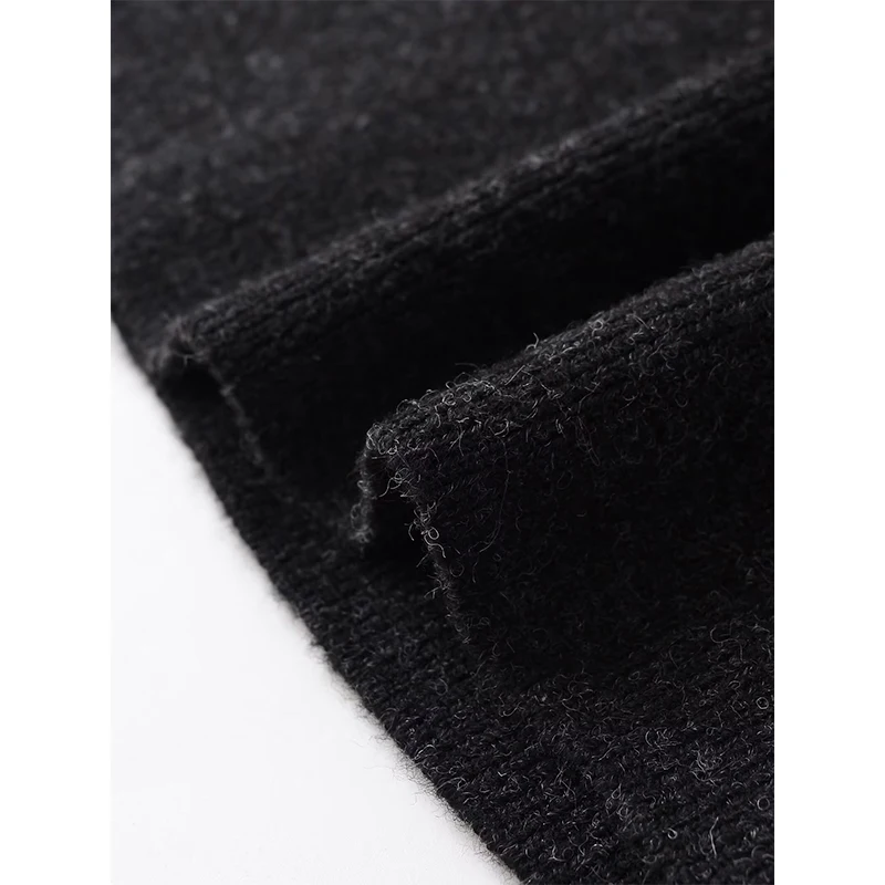 YENKYE Dark Gray Knit Wrap Midi Skirt Women Front Button Asymmetrical Hem Elegant Winter Skirts