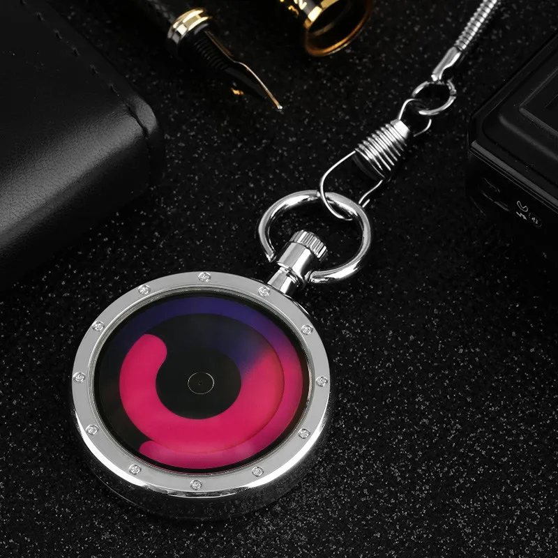 Unique Clock Whirlpool Turntable Dial Men Women Pendant Quartz Pocket Watch Snake Waist Chain Collectable Timepiece Gift Reloj