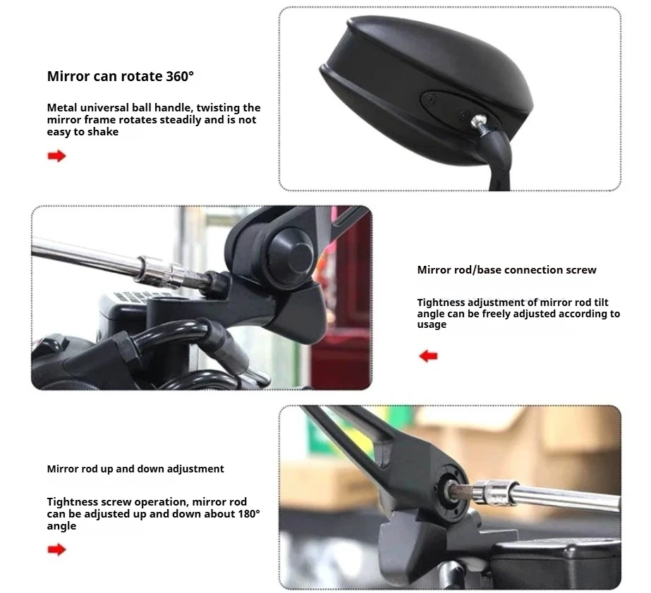 Fits Yamaha MT-07 MT07 YBR 125Z NMAX  Fits Kawasaki and Honda, Universal Motorcycle Parts, Aluminum Blue Glass Rearview Mirror