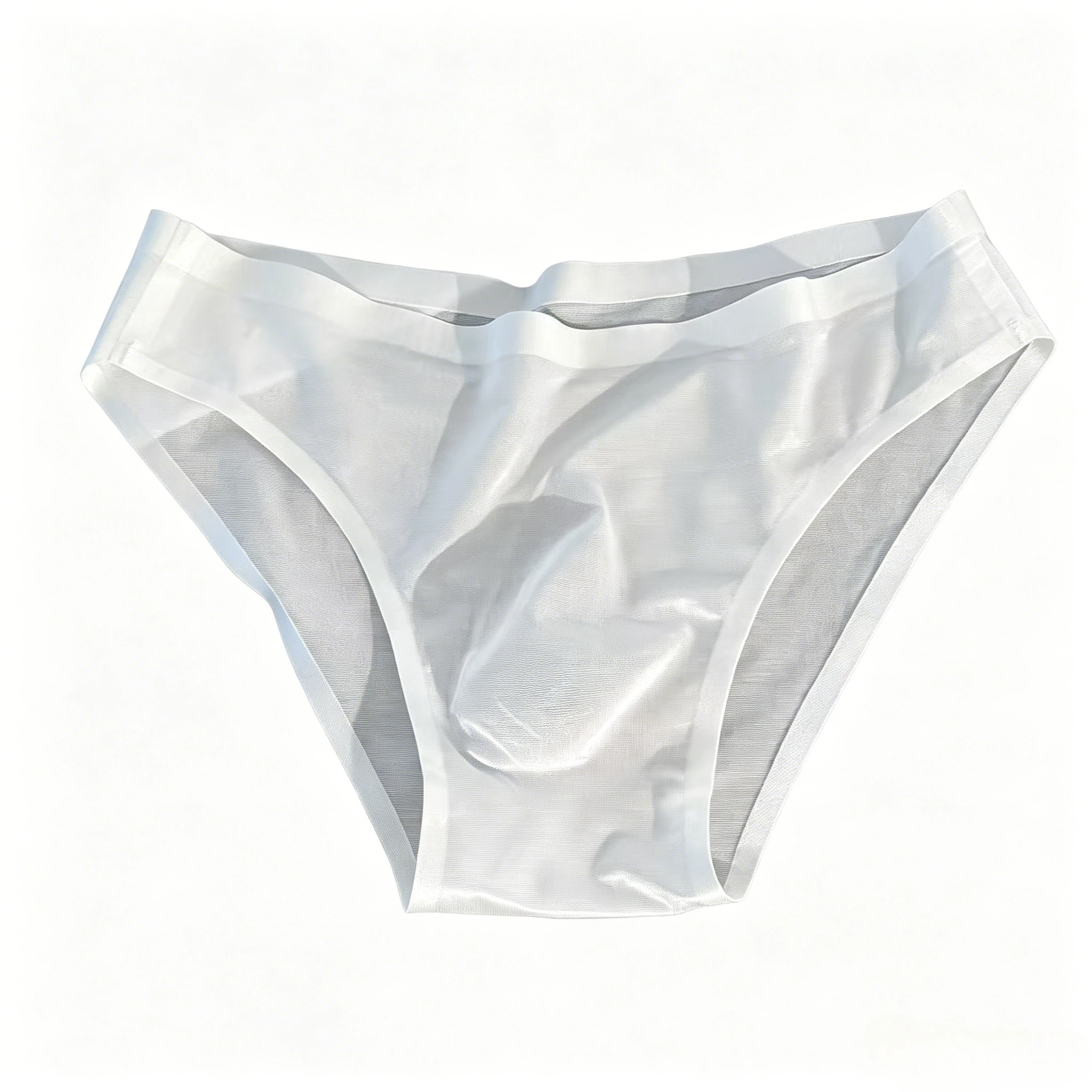 Ice Silk Briefs for Men 3D U-Convex Pouch, Shiny Pearlescent Sheer Triangle Underwear Youth Comfortable Seamless Sexy Underpants