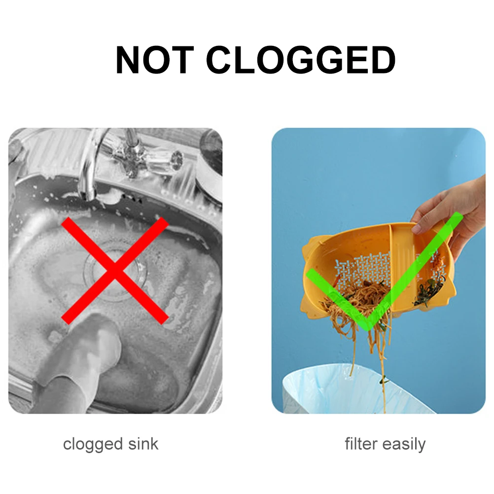 

Plastic Drain Basket Sink Strainer Kitchen Vegetable Yellow Safe Storage Container Household Rack Multifunction