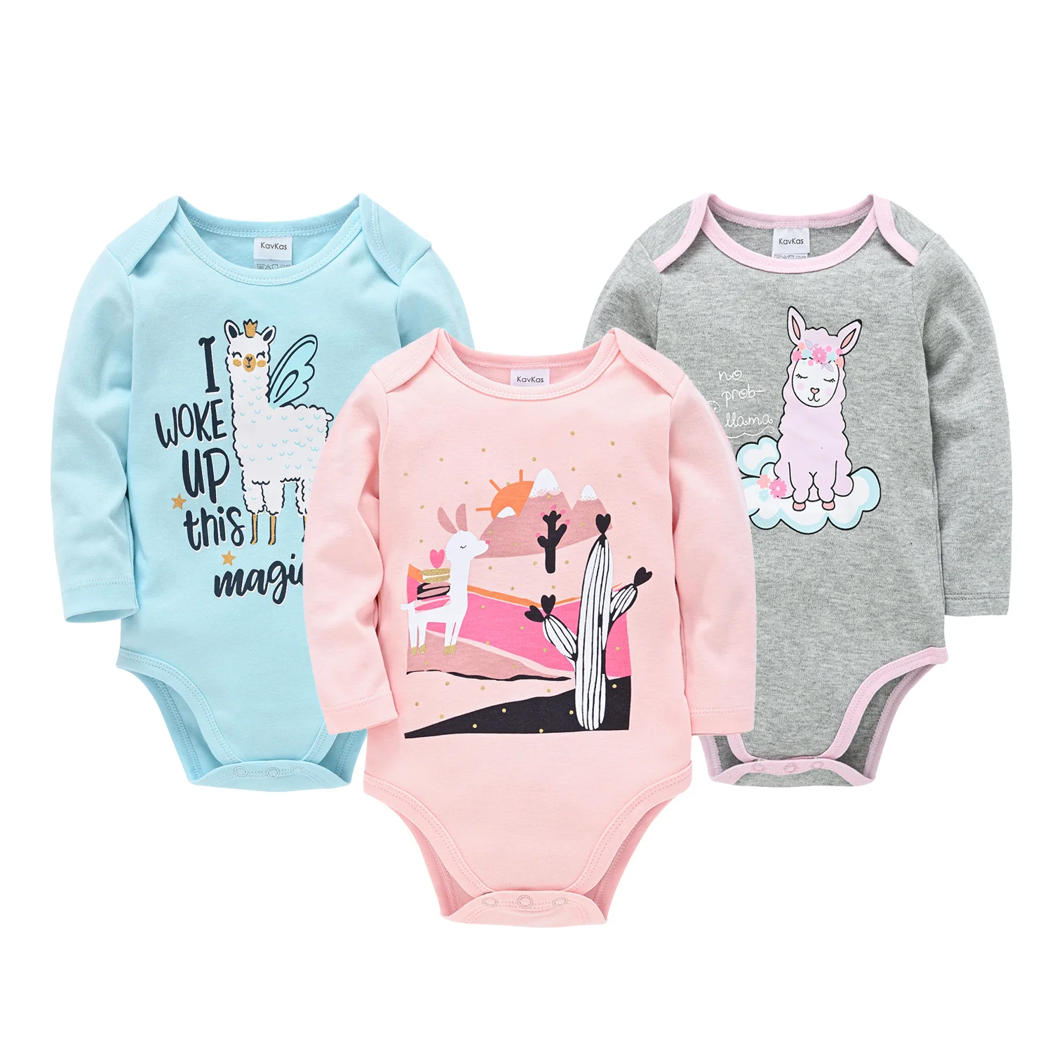 Baby Girl Alpaca Bodysuit Long Sleeve Cotton 3 Piece Llama Cactus Print Infant Romper Onesie Autumn Clothes Jumpsuit Sunsuit