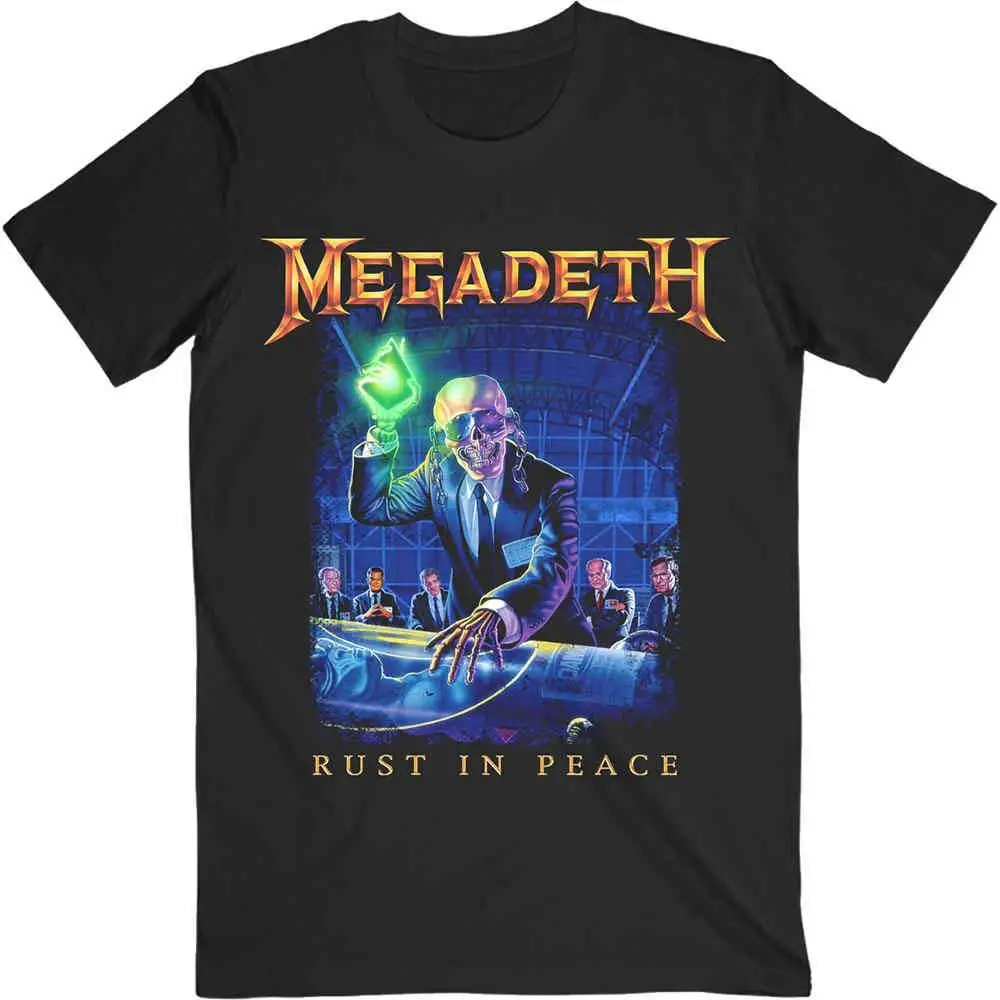 

Megadeth Peace Обложка альбома с узором Периферийный принт Летние элитные брендовые хлопковые мужские и женские футболки с короткими рукавами