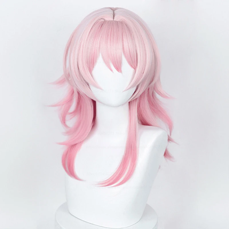 March 7th Cosplay Wig Honkai Star Rail Cosplay High Quality 50cm Pink Gradient Heat Resistant Synthetic Hair Anime Wigs + WigCap