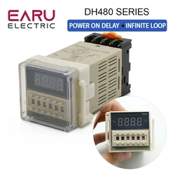 DH48S-1Z DH48S-2Z DH48S-S Digital LED Programmable Timer Time Relay Switch 0.01S-99H99M DIN RAIL AC110V  with Socket Base