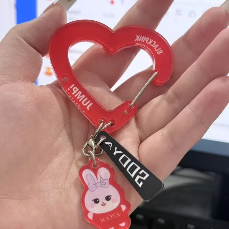Black Pink Lovely Acrylic Fan‑themed Merchandise Cute Decorative Carabiners Trendy Keychains and Bag Daily Matching view 2