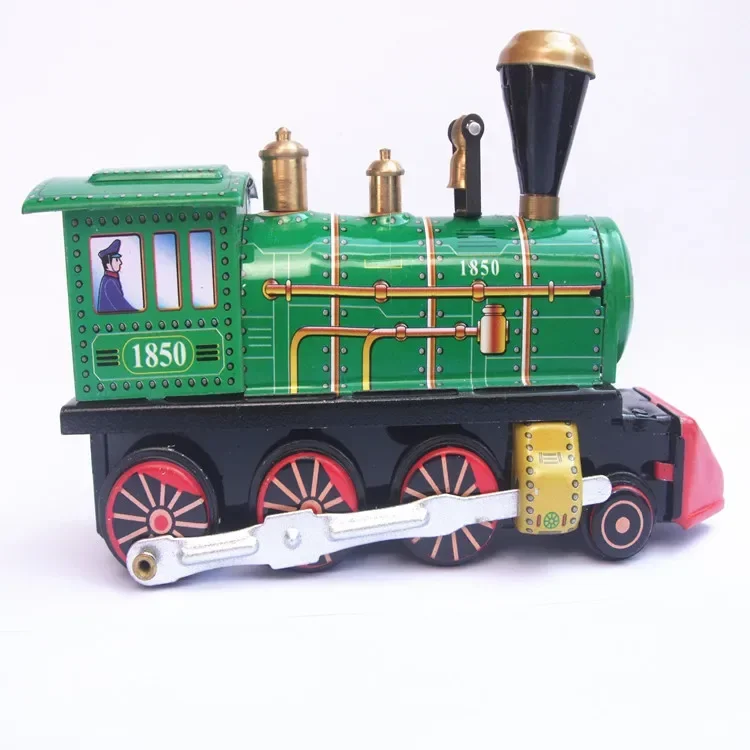 [Funny]  Adult Collection Retro Wind up toy Metal Tin The locomotive Mechanical toy Clockwork toy figures model kids gift