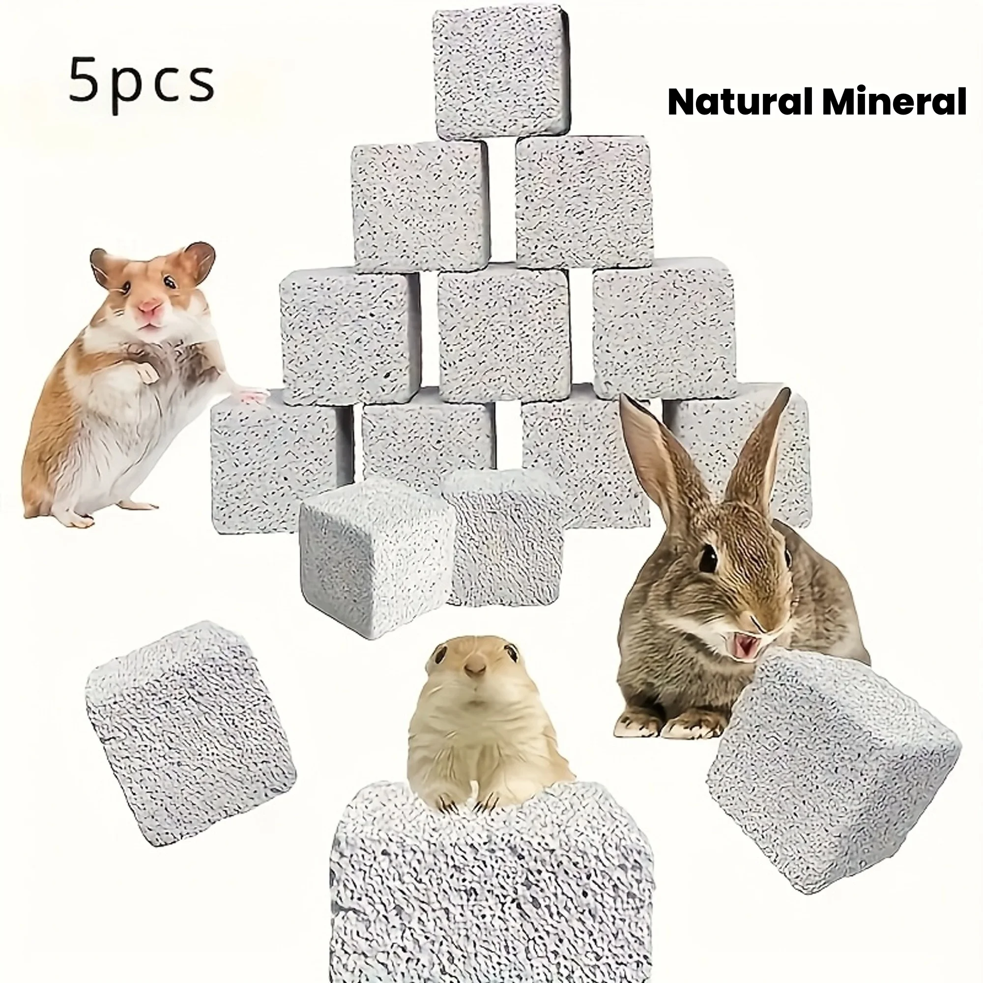 Pierre de broyage de dents minérales naturelles, 5 pièces, pour petits animaux de compagnie, roche volcanique molaire, Hamster, lapin, cochons d'inde, fournitures pour animaux de compagnie, jouets à mâcher