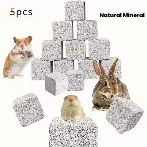 5pcs Natural Mineral Teeth Grinding Stone for Small Pet,Volcanic Rock Molar Hamster Rabbit Guinea Pigs Pets Supplies Chew Toys