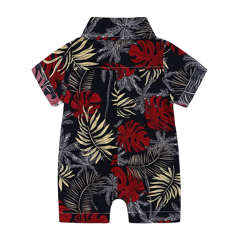 Summer Clothes Fashion Print Beach Baby Romper Short Sleeve Cotton Gentleman Jumpsuit Newborn Outfits Infant Boy Clothing BC2011