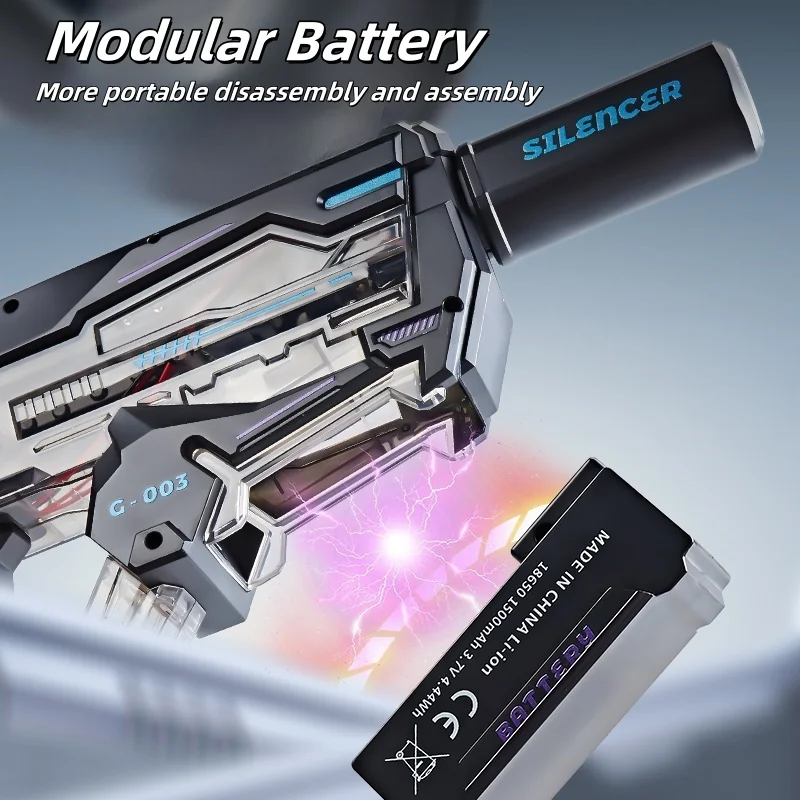 Electric Water Gun With Muzzle Light Auto Water Blaster Squirt Gun Long Range Outdoor Party Summer Water Pistol Game Toy