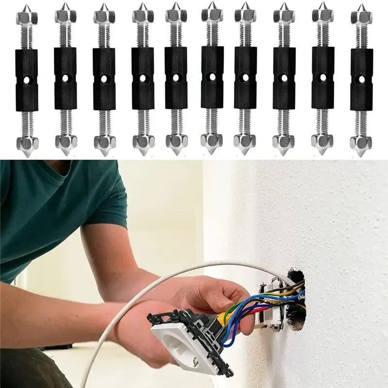 10 Stück Wandschalter-Steckdosenkassetten-Reparaturset, Verstellbare Kassetten-Schraubenstützstange mit Schraubenschlüssel, Elektrisches Zubehör