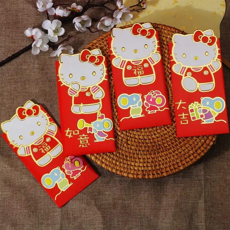 12szt Sanrio Hello Kitty Red Packet New Year Wedding Halloween Christmas Cash Gift Red Envelope Birthday Party Cute Red Envelope