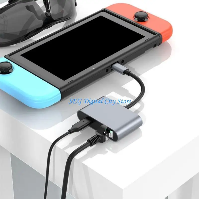 U75B Type C to RJ45 Ethernet Adapter للإنترنت بسلاسة 2 منفذ USB3.0