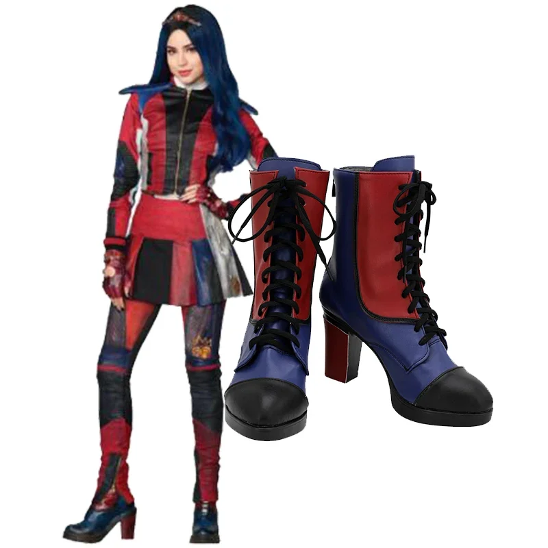 Afstammelingen 3 Evie Cosplay Schoenen Hoge Laarzen Op Maat Gemaakte Volwassen Man Vrouwen Voor Feest Halloween Cosplay Kostuum Pruik Hoofddeksels Rekwisieten