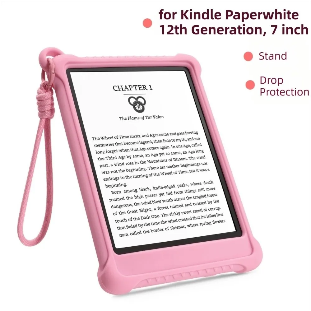 Silikonowe etui na e-reader z paskiem na rękę, odporne na wstrząsy, ochronne, z podstawką do Kindle Paperwhite 2024 (12. generacji) 7 cali Colorsoft — zdjęcie produktu 2