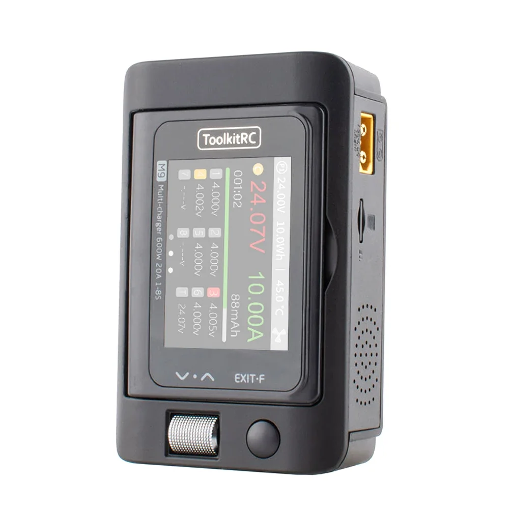 ToolkitRC M9 600W 20A USB Fast Charing DC Smart Charger Adjustable Screen Angle with Audio Function 1-8S Lipo LiFe