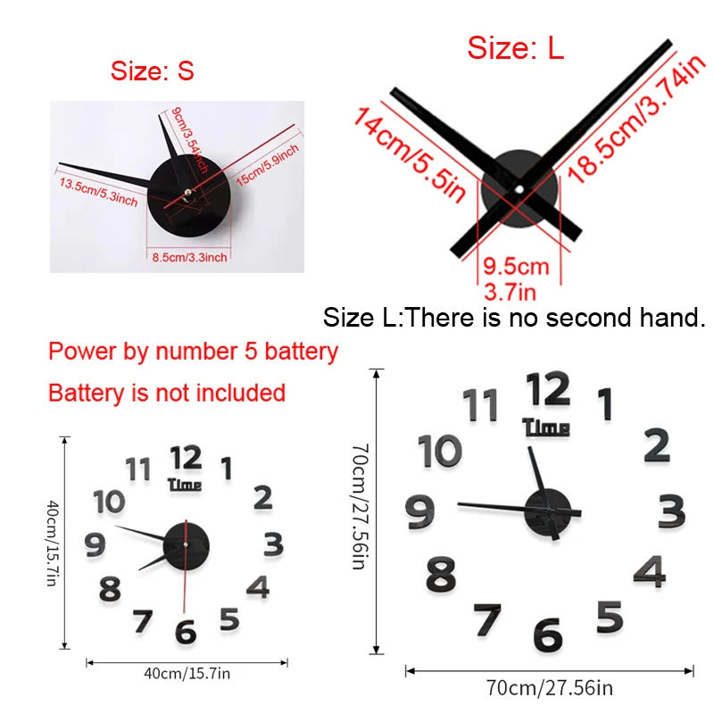 Digital Clock Wall Stickers Needle Decoration Glowing Clocks DIY Bedroom Living Home Quartz Creatives Removable Room Watches