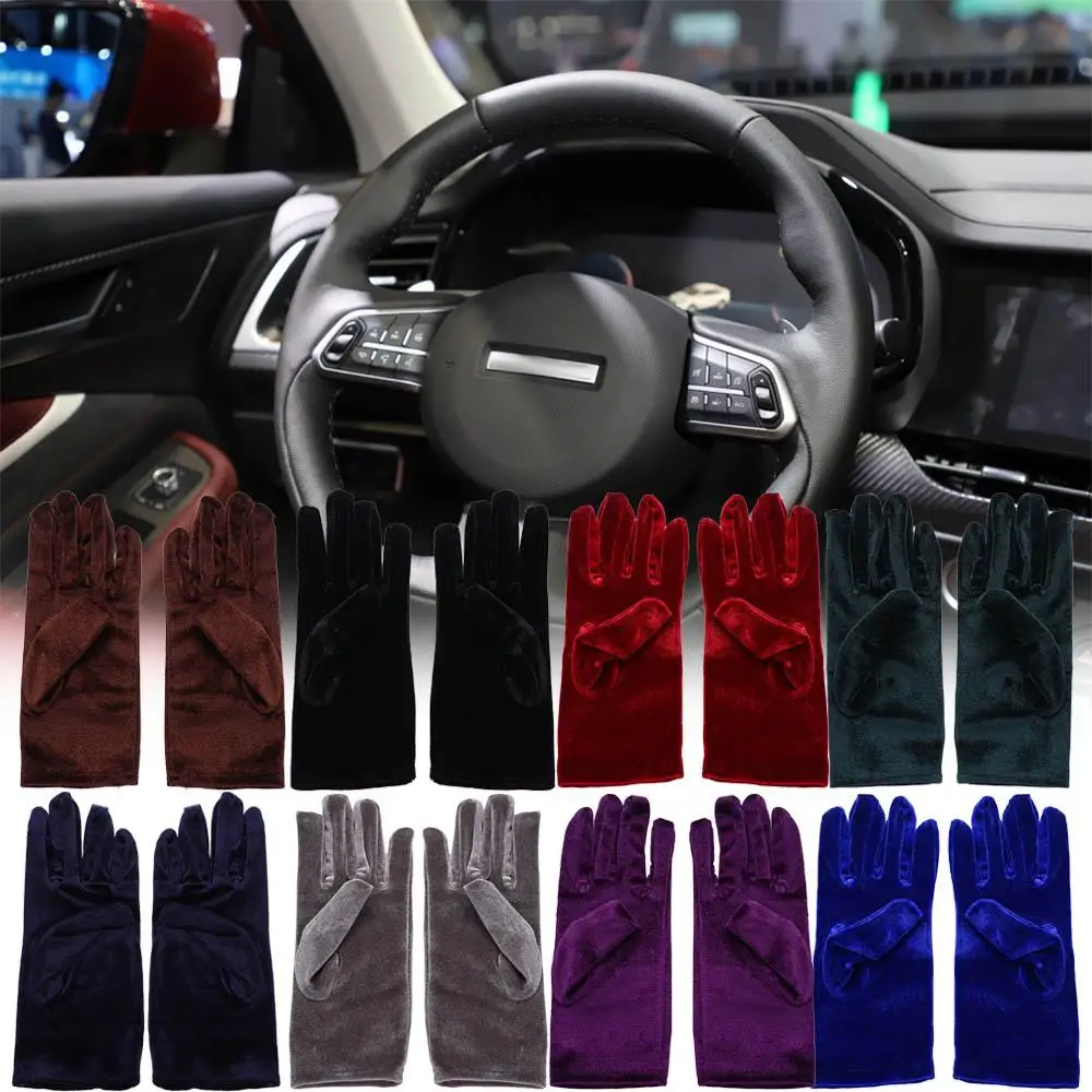 Etiquette Party Winter Soft Warm Autumn Driving Gloves Elastic Gold Velvet Gloves Full Finger Mittens