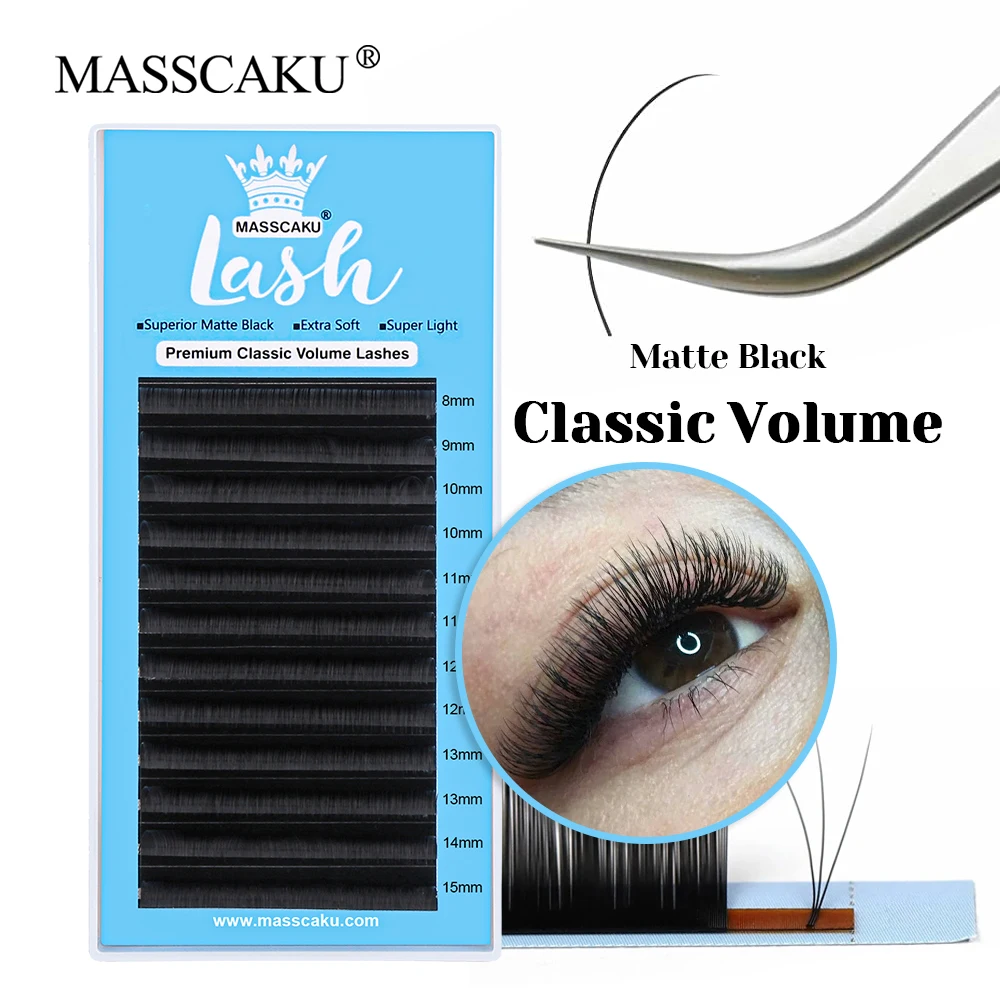 

MASSCAKU C D Curl Long-lasting Rapid Grafting Russian Volume Eyelash Individual Fluffy Classic Regular Eyelashes for Makeup Use