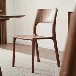 North American black walnut dining chairs, Nordic light luxury chairs, modern minimalist all mortise and tenon backrest chairs