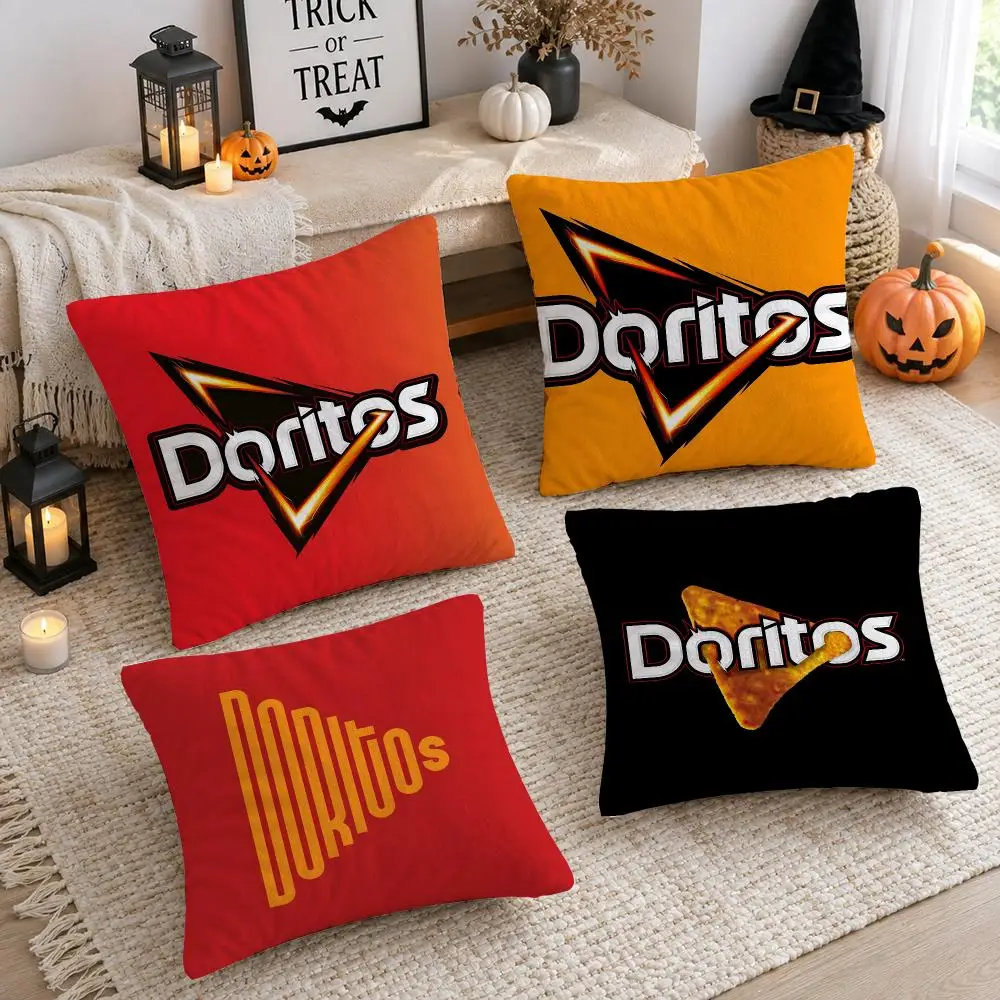 American Chips D-Doritos Pattern Cushion Cover Plush Decorative Pillow Case With Hidden Zipper Cutecore Room Decor For Home