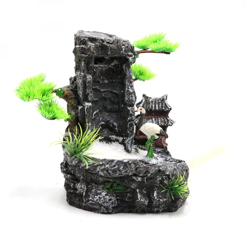 Aquarium Decoration Fish Tank Landscaping Quicksand Waterfall Rockery Ornaments Aquascape Resin Rockery Landscape 2 Size