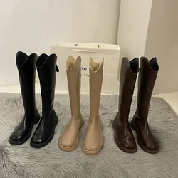 Autunno inverno donna Slim stivali alti al ginocchio moda cerniere posteriori cavaliere stivali lunghi Designer di marca scarpe da donna con tacco basso