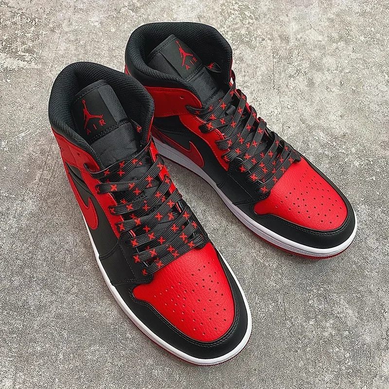 1 Paar neue, modische, flache Schnürsenkel für Sneaker, schwarz-rot, mit X-Streifen, für Schuhe in den Größen 120/140/160 cm, Schuhzubehör, Tennisschnürsenkel. – Detail 4