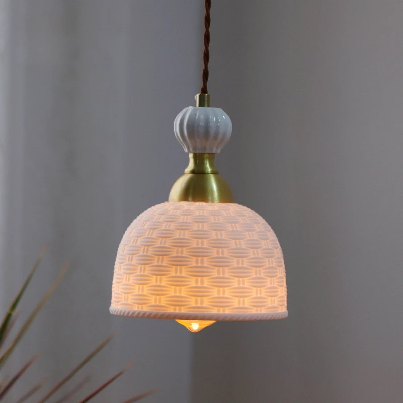 Wabi Sabi Style Ceramic Pendant Light Cream Style Home Decor Lighting Fixtures for Bedroom Headboard Foyer Dining Room Luminaire